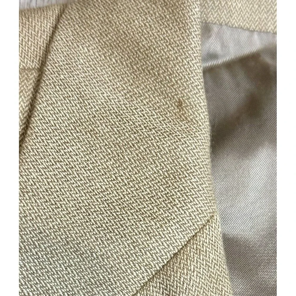 Lauren Ralph Mens Tan Herringbone Blazer Jacket Made in Canada Alpaca Sport Coat